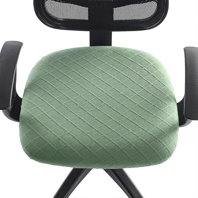 Stretch Jacquard Office Chair Cover, Removable Washable Desk Chair Cover, Anti-dust Seat Cushion Protectors - Green