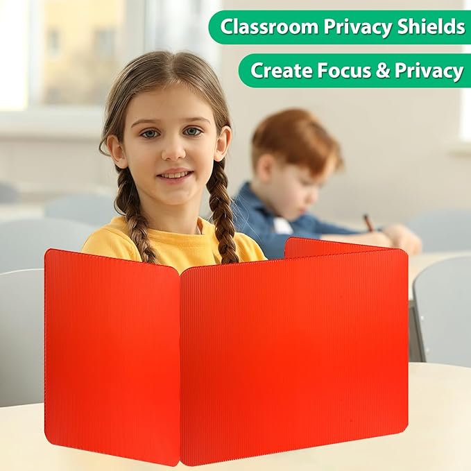 30 Pcs Colorful Desk Dividers for Students, Waterproof Durable Plastic Testing Dividers Privacy Folders for classroom, Easy to Clean, Desk Privacy Panel Classroom Shield Folder Boards Teacher Supplies