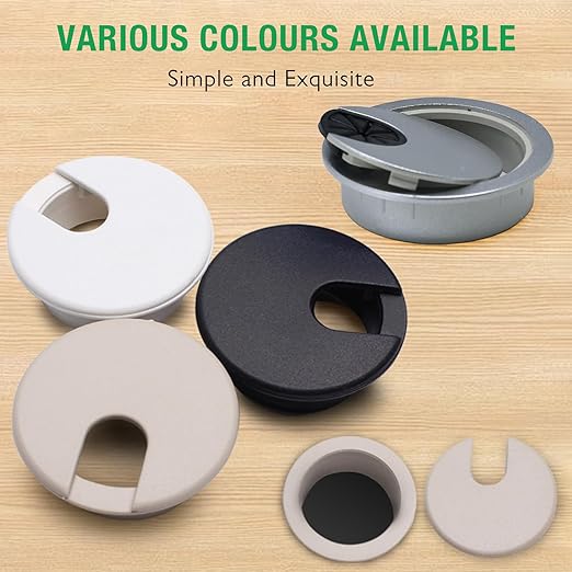 EASYEAH 5 Pcs Desk Grommet 1-1/2" / 38 mm, Desk Cord Hole Cover, Cable Grommet ABS Plastic, Desk Hole Grommet for Home & Office Pc, Detachable Cable Cord Organizer-Black