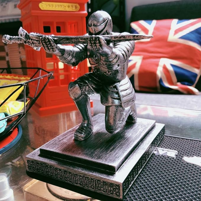 Knight Pen Holder Magnetic Cool Desk Accessories and Organizers Executive Soldier Knight Pen Holder Nice Christmas Gift for Boyfriend Husband Dad Son