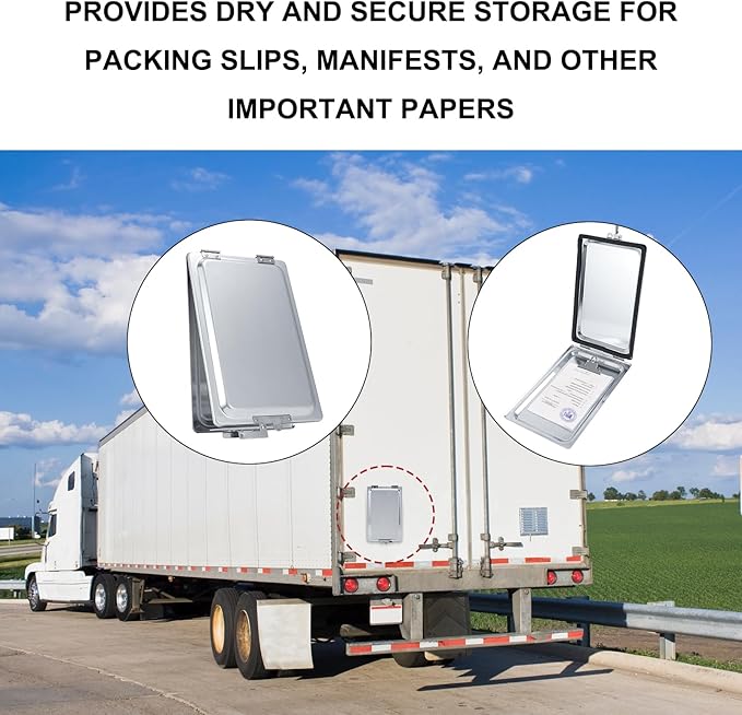 Truck and Trailer Aluminum Manifest Holder Waterproof Box with Stainless Steel Hinges and Latch, Document Holder Kit (1)