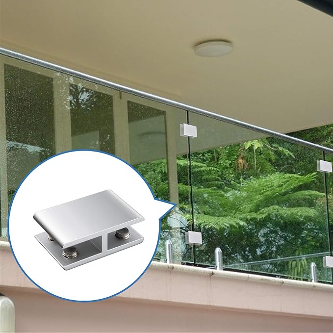INCREWAY 4 Pcs Adjustable Double Side Aluminum Alloy Glass Shelf Support Bracket, Glass Clip Clamp Holder for 10-12mm Thickness, 180 Degrees