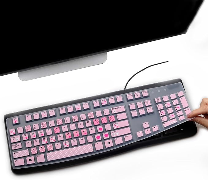 Keyboard Cover for Logitech K120 & MK120 Ergonomic Desktop USB Keyboard, Logitech K120 & MK120 US Layout Waterproof Anti-Dust Keyboard Skin-Lovly
