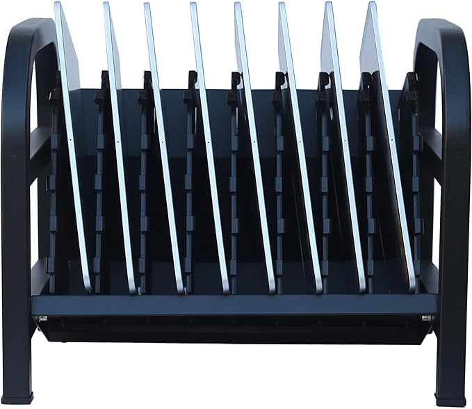 Workington 8-Device Open Desktop School Charging Cart Station for Ipads, Chromebooks, Tablets and Laptops Computer with Power Strip Included, Assembly Required, 1004 Black