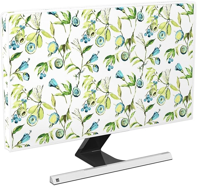 Waterproof Screen Television Dust Cover 55 Inch Anti-Static Protective Cover for LCD LED PC Desktop and Home Hanging TV Full Body Covers for TV Screen，Watercolour Blueberry Fruit