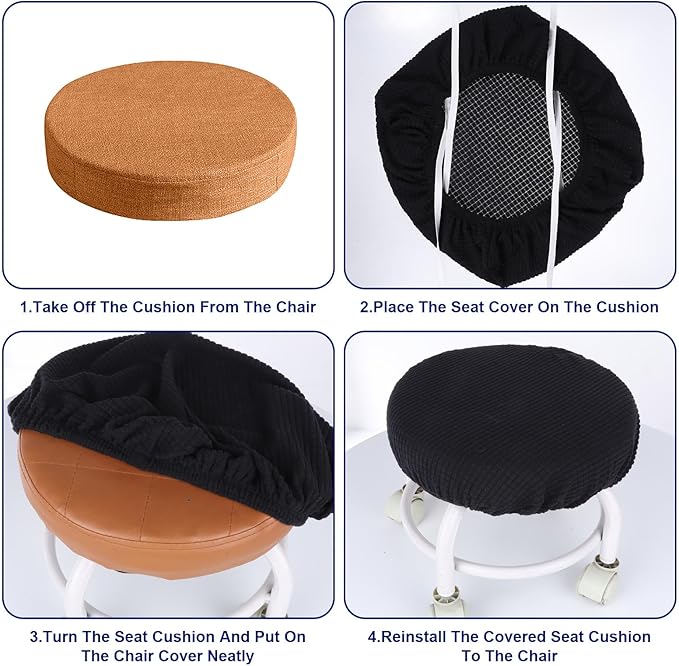 Stretch Jacquard Office Chair Cover, Stretch Office Chair Seat Cushion Covers, Removable Washable Computer Chair-Covers, Universal Gaming-Chair Seat Cover (Black)