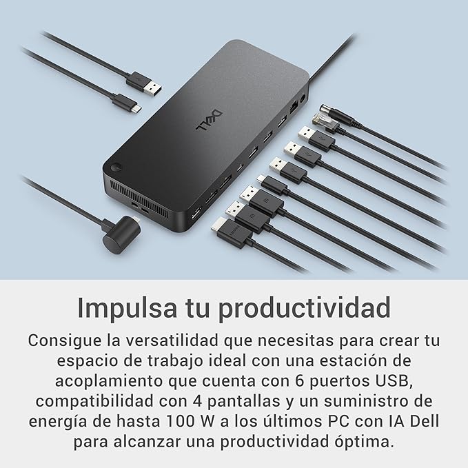 Dell Pro Dock WD25 Docking Station - USB-C with 100W Charging, Supports 4 Displays, 2X DP 1.4, HDMI 2.1, 6 USB Ports, 2.5GbE Ethernet, Durable Compact Design
