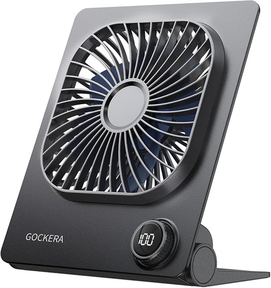 Desk Fan, 6.61''Ultra-thin 5000mAh Battery Powered Fan with Powerful Wind,100 Speeds Adjustable&Digital Display,Timer,Ultra-quiet Small Portable Fan for Bedroom,Office,Travel,Summer Essentials