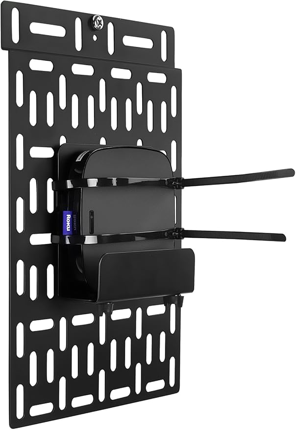 Mount-It! Cable Box Mount Behind TV | Adjustable Universal Mounting Bracket for Streaming Devices, Router, Modem, DVD | Wall and Behind TV Compatible, Steel