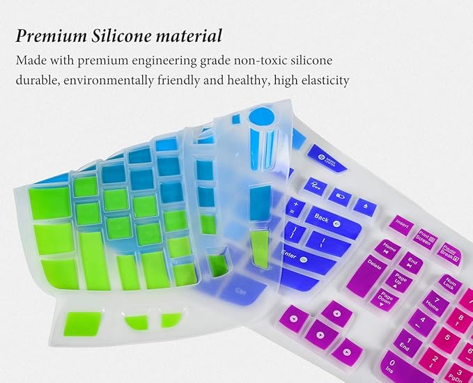 Keyboard Cover for Logitech K350 MK550 MK570 Wireless Wave Keyboard,Logitech K350 Ergonomic Keyboard Accessories, Ultra Thin Silicone Keyboard Cover-Rainbow