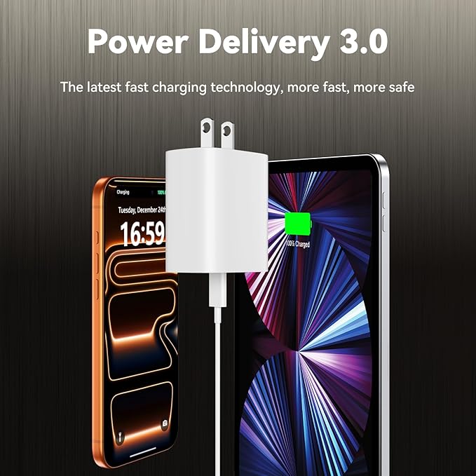 Phone 17 16 15 Charger Fast Charging, 8 FT Long USB C Charger Cord with 20W Type C Fast Phone Charging Block forPhone 17/17 Pro/17 Pro max/Air/Phone 16 15 Pro Max Plus, iPad, Android,White
