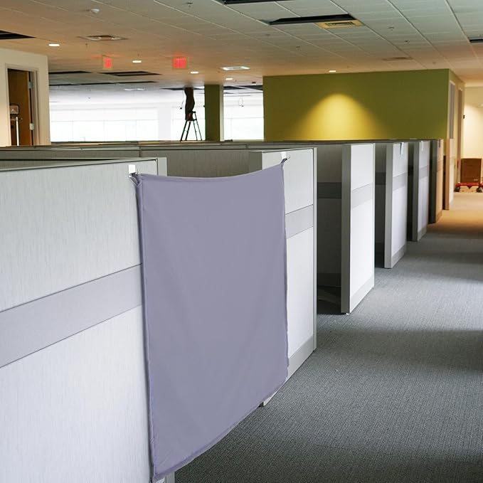 Pinkunn 40 x 48 Inch Office Cubicle Curtain with Stainless Steel Self Adhesive Hook Portable Privacy Door Partition Room Office Divider(Gray)
