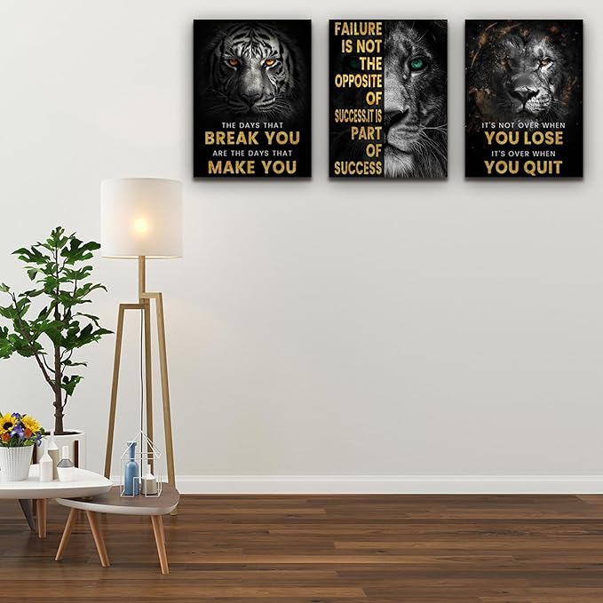 Motivational Office Wall Decor 3 Pieces Paintings Motivational PostersMotivational Wall Decor Prints Inspirational Canvas Wall Art Picture for Home Bedroom Living Room Decorations (60"Wx28"H)