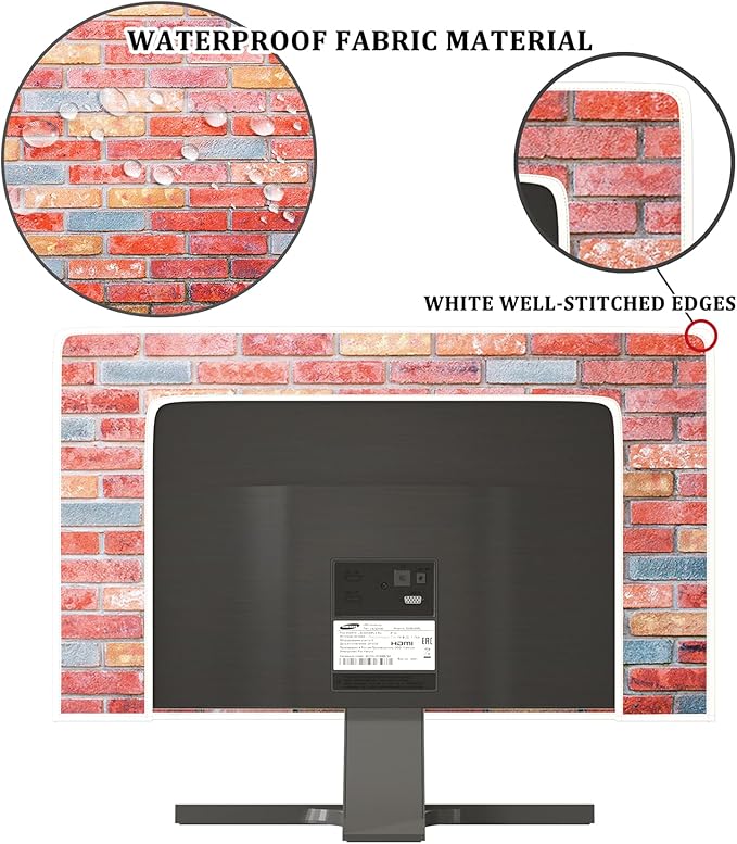 Pink Orange Brick Wall Waterproof Television Covers 80 Inch Weatherproof Dust-Proof Screen TV Cover Anti-Static Anti-Scratch Protective Cover for LCD LED Desktop and Home Hanging TV