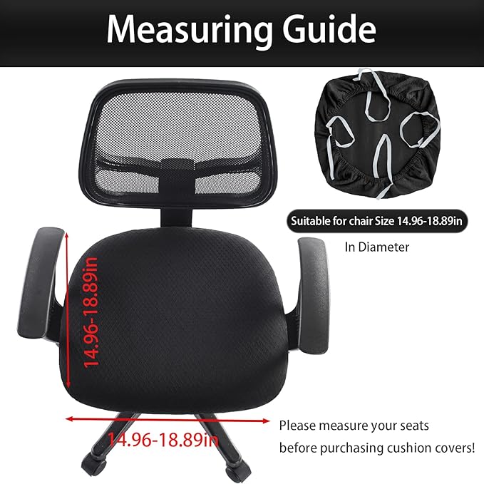 Stretch Jacquard Office Chair Cover, Removable Washable Desk Chair Cover, Anti-dust Seat Cushion Protectors - Black Diamond