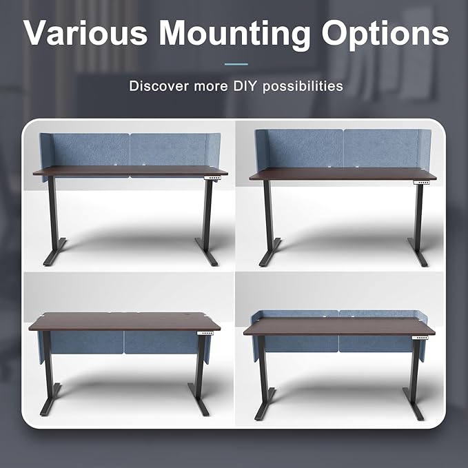 Desk Privacy Panel,2PCS L-Shaped Clamp-On Office Desk Divider,2-in-1 Adjustable Acoustic Desktop Partition Or Under Desk Modesty Panel,for Office,Home,Felt(Blue, 47.2" x 17.7")