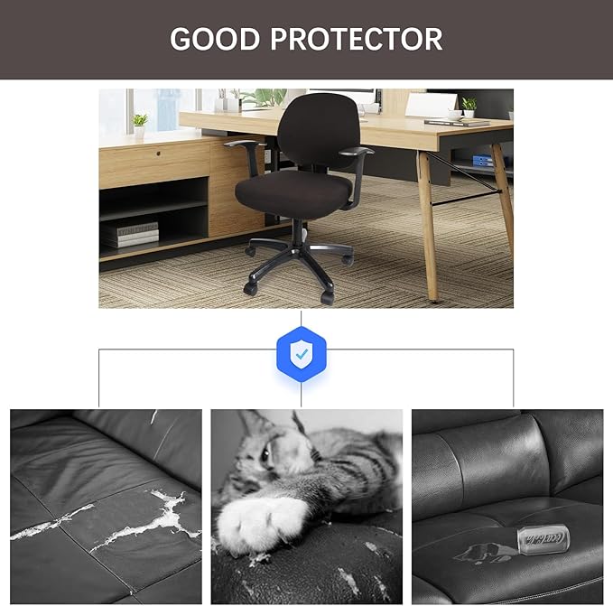 WOMACO Office Computer Chair Cover, Stretch Universal Rotating Rolling Desk Chair Slipcover, Stretchable Office Chair Seat Protector (Coffee)