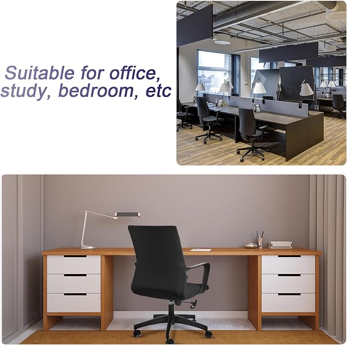 Tallew Office Chair Cover Stretchable Computer Universal Chair Seat Covers Removable Desk Chairs Slipcovers Washable Office Cushion Backrest for Rotating(Black)