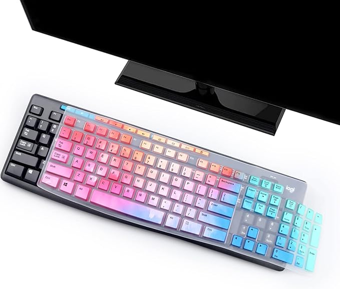 Keyboard Cover Skin Protector for Logitech MK295 MK275 MK270 Wireless Keyboard, Logitech K200 K260 K270 K275 K295 MK200 MK260 Ultra Thin Desktop PC Silicone Keyboard Cover-Colorful