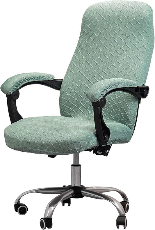 Melaluxe Office Chair Cover with Armrest Covers， Universal Stretch Desk Chair Cover, Computer Chair Slipcovers (Size: L) - Matcha