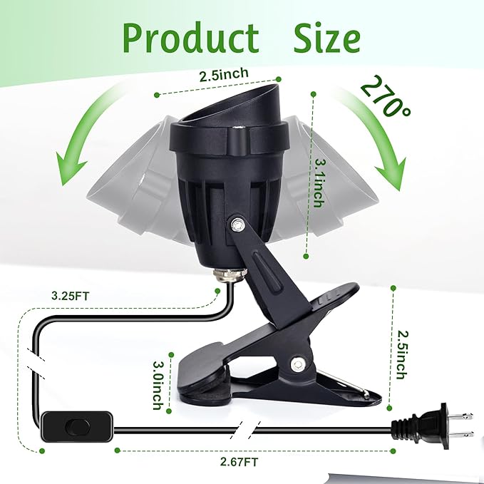 FZWLE Spot Lights Clamp Indoor Spotlights, 7W Clip on Lights Daylight White Uplights with 6FT Cord and Switch for Trade Show, Workshop, Billboard, Desk Lighting (2 Pack)