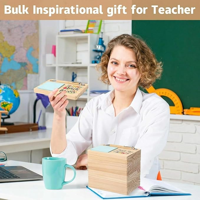 Yookeer 24 Pcs Teacher Appreciation Gift Thank You Teacher Wooden Sticky Note Holder Bulk Administrative Assistant Gift Appreciation Gifts for Employee Coworker Staff Nurse Office Desk Decoration