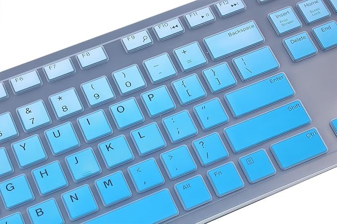 Keyboard Cover Skin Compatible for Dell KM636 KB216 KB216t KB216p Wireless/Wired Keyboard & Dell Optiplex 5250 3050 3240 5460 7450 7050, Inspiron AIO 3475/3670/3477 All-in One Desktop (Ombre Blue)