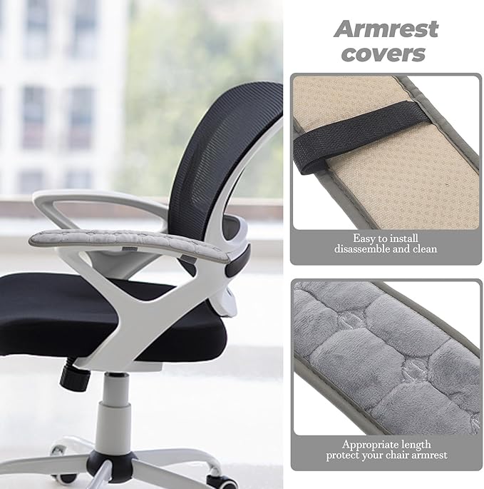 Garneck Office Chair Arm Covers Elastic Comfortable Chair Armrest Pad Grey Gaming Armrest Cushion Pillow Cover Support for Elbow Forearms Office Home