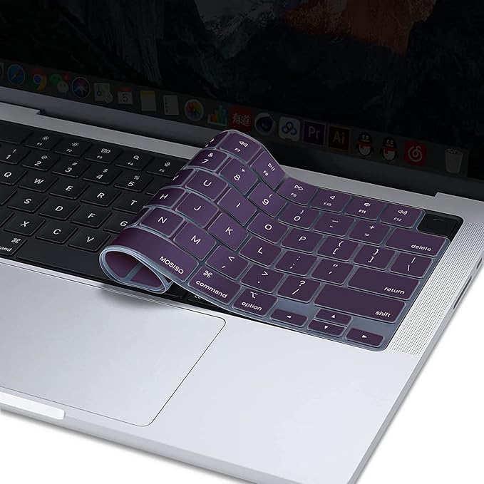 MOSISO Keyboard Cover Skin Compatible with MacBook Air 15 inch M3 A3114 M2 A2941/Air 13.6 A3113 A2681/Pro 14/16 M4 M3 M2 M1, Plum Purple