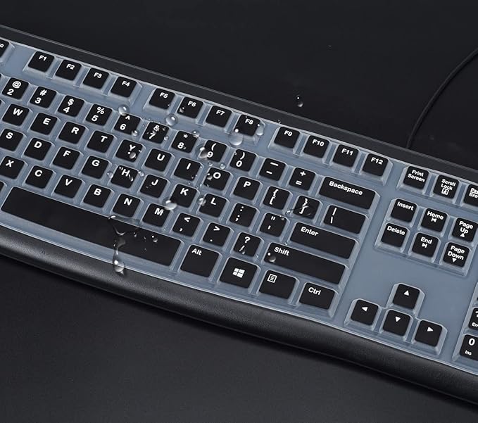 Keyboard Cover for Logitech K120 & MK120 Wired Keyboard, Ultra Thin Logitech MK120 & K120 Keyboard Skin Protector - Black