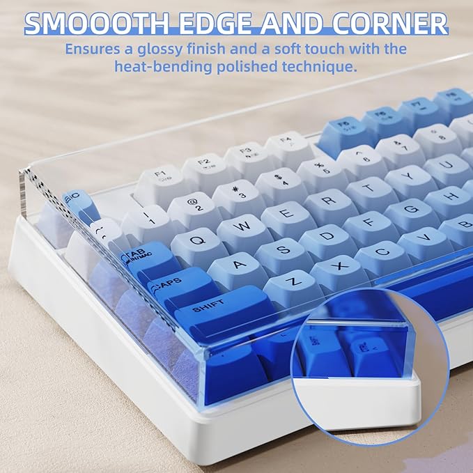 Attack Shark KC03 Acrylic Clear Transparent Keyboard Cover(13.9 * 5 * 0.9 inch) with Dustproof Waterproof Anti-hit Anti-cat Protective Case for Standard 87Key Mechanical Gaming Keyboard Blue
