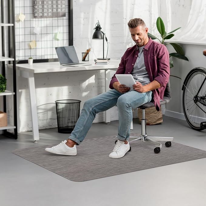 Blvornl Office Chair Mat for Hardwood Floor, 47.2" x 60" Desk Chair Mat for Hard Wood and Tile Floor, Large Anti-Slip Hard Floor Protector Rolling Chair Mat, PVC Mat Desk Rug for Office, Dark Grey