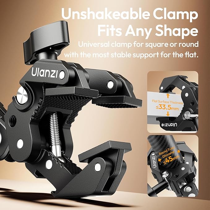 ULANZI CO78 22" Magic Arm with Super Clamp Desk C Clamp, 1kg Load Articulating Arm, Overhead Phone Mount Holder for Compact Camera, Action Camera, Small Video Light, Cell Phone,Monitors