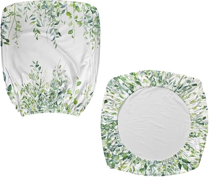 Green Leaves Office Chair Covers 2 Piece Stretchable Computer Chair Seat Cover Decorative Universal Slipcover for Rotating Chair,Gaming Chair Protector Cover Desk Accessories for Women