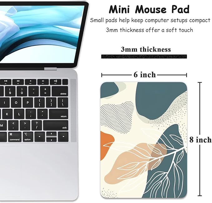 Dapesuom Small Mouse Pad, 6 x 8 Inch Thick Rubber Premium-Textured Non-Slip Portable & Washable Mini Mouse Mat for Women Men Wireless Laptops Keyboard Tray Gaming Work Computer Office Travel, Leaf