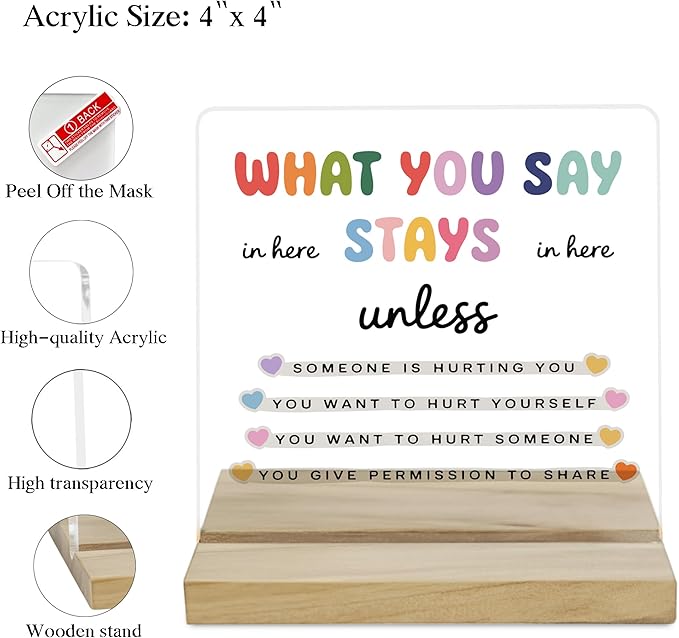 Counselor Office Decor Sign, Mental Health Acrylic Plaque Gifts for Women Coworker