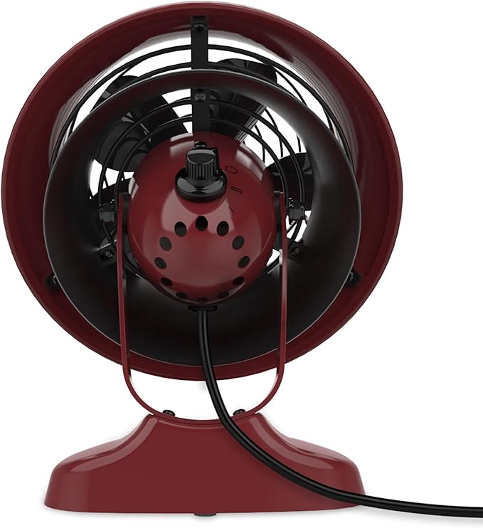 Vornado VFAN™ Mini Classic Vintage Metal Desk Fan, 2-Speed, Adjustable Tilt, Personal Air Circulator for Bedroom, Office, Dorm Room, Portable Quiet, Claret