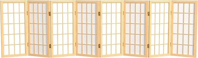 2 ft. Short Desktop Window Pane Shoji Screen - Natural - 8 Panels