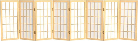 2 ft. Short Desktop Window Pane Shoji Screen - Natural - 8 Panels