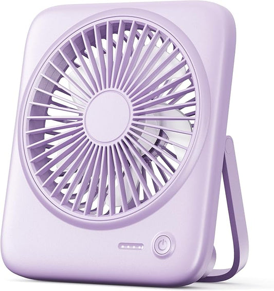 Otlonpe Personal Portable Desk Fan, 4000mAh Small Rechargeable Portable Fan Battery Operated & USB Powered for Travel Sleeping Bedroom Office Home Table, Cordless, Quiet, 4-Speed, 6.5 Inch (Purple)