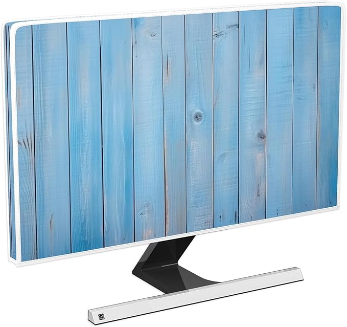 Waterproof Monitor Dust Covers 22,23,24,25 Inch Anti-Static LCD-Silky HD Panel Dust Protective Sleeve Compatible with iMac 24 Inch, 22-25 PC, Desktop and TV, Blue Wooden Board