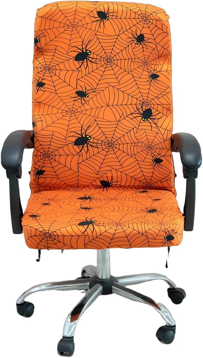 Halloween Office Chair CoversHorror Bloody Handprints Footprints on White Horror Theme Print Stretchable Slipcover for Modern Simplism Style High Back Boss Chair(No Chair) (Halloween07, L)…