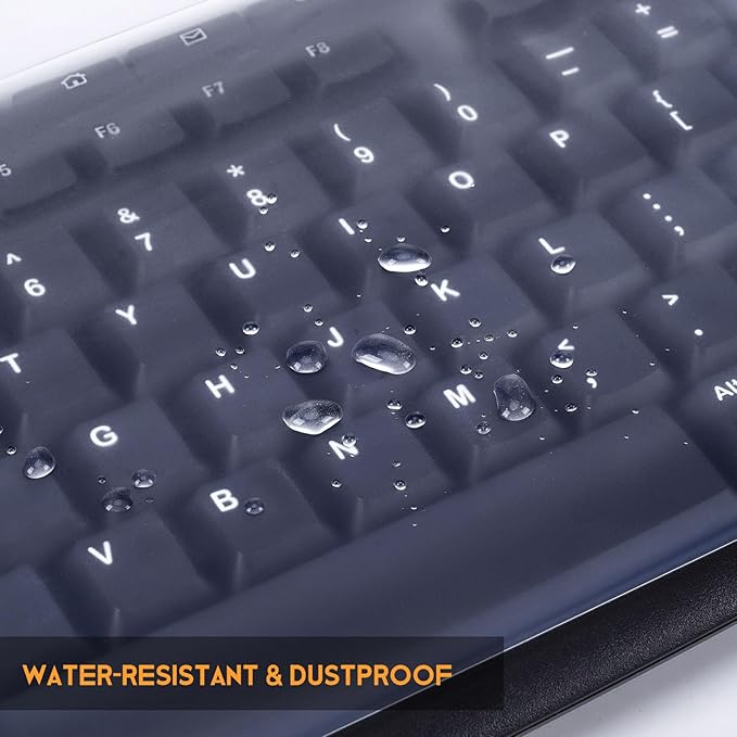 Universal Clear Waterproof Anti-Dust Silicone Keyboard Protector Cover Skin for Standard Size PC Computer Desktop Keyboards (Size: 17.52" x 5.51")