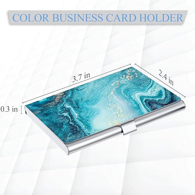 2 Pack Business Card Holder，Color Printing Men's and Women's Business Card Case，Ultra-thin Metal Business Card Organizer，Carry-on Pocket Wallet Business Card Holder