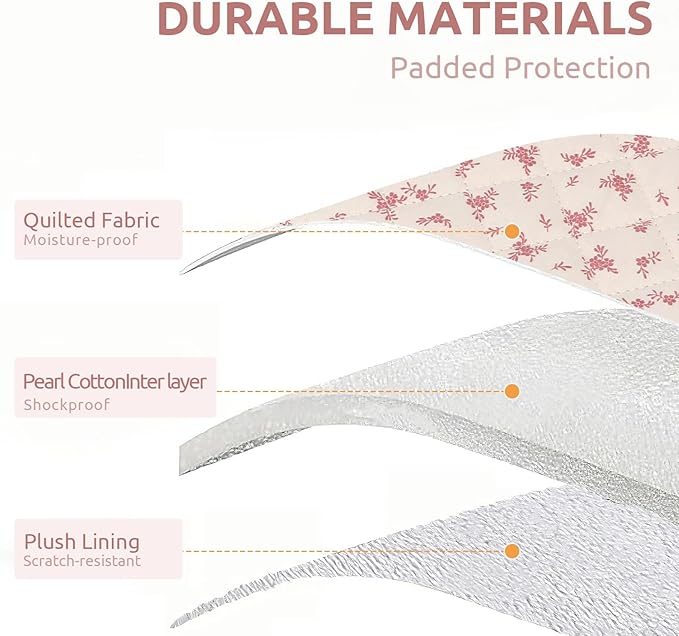 Puffy Laptop Sleeve 13 Inch Cute Quilted Laptop Protective Case Padded Floral Computer Sleeve for MacBook (A-Pink, 13 Inch)