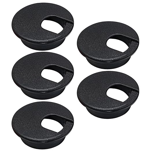 EASYEAH 5 Pcs Desk Grommet 1-3/8" / 35 mm, Desk Cord Hole Cover, Cable Grommet ABS Plastic, Desk Hole Grommet for Home & Office Pc, Detachable Cable Cord Organizer-Black