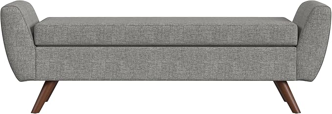 HomePop Modern Storage Bench with Wood Legs |Homepop Home Décor|Bench with Storage for Living Room & Bedroom - Gray Woven