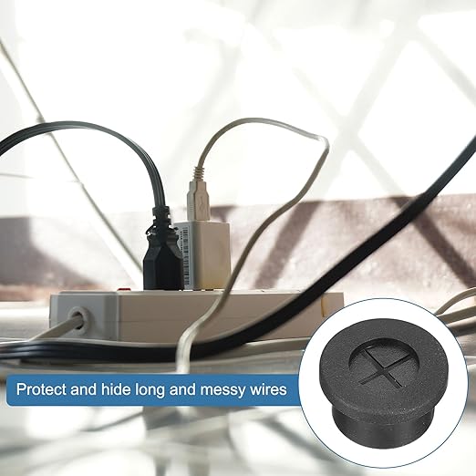 uxcell 6 Pcs Cable Cord Grommet, 5/8 Inch (16mm) Desk Grommet Flexible Rubber Grommets Wire Hole Cover Pass Through for Office Computer Desk Wire Organizer, Black