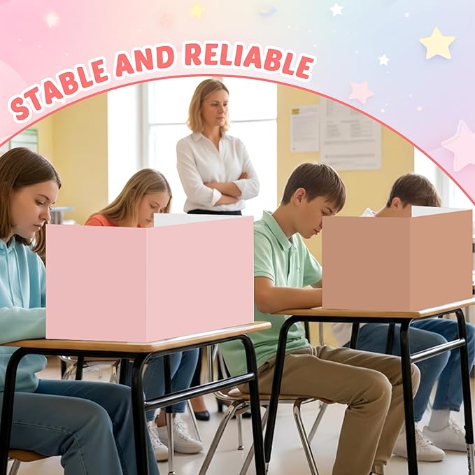 30 Pack Desk Dividers for Students Boho Privacy Folder for Students Waterproof Study Carrel Dividers Testing Divider Privacy Classroom Shield Folder Boards for Classroom School Teacher Supplies