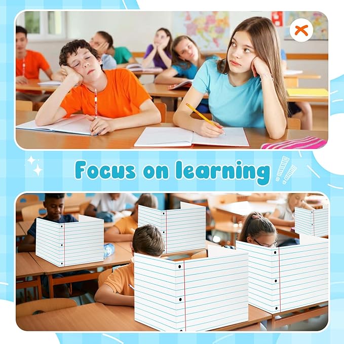 24pcs Paper Student Privacy Boards,Desk Divider Learning Shield Suitable for Student Test Classroom, Light Eco-Friendly Testing Privacy Partition Folders for Teachers School Kingdergarden